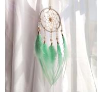 Artisan Made Dreamcatcher Feather Wind Chime for Serene Spaces, Suitable for Bedroom or Living Room Decoration to Encourage Relaxation (Green mint)