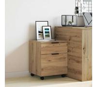 Artisan Mobile Filing Cabinet Oak Look with Wheels 45 x 38 x 54 cm Wood Composite Compact Storage Space Office Living Room Sideboard Organiser
