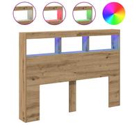 (artisan oak, 140 x 17 x 102 cm) vidaXL Headboard Cabinet with LED Artisan Oak 180x17x102 cm bed headboard