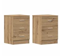 (artisan oak, 2 pcs) vidaXL 1/2x Bedside Cabinet Chipboard Bedroom Nightstand Stand Multi Colours
