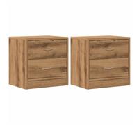 (artisan oak, 2 pcs) vidaXL 1/2x Bedside Cabinet Chipboard Nightstands Storage Unit Black/White