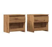 (artisan oak, 2 pcs) vidaXL 1/2x Bedside Cabinet Engineered Wood Nightstand Furniture Multi Colors