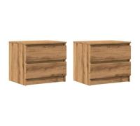 (artisan oak, 2 pcs) vidaXL Bed Cabinet Nightstand Side Table Storage Bed Table Engineered Wood