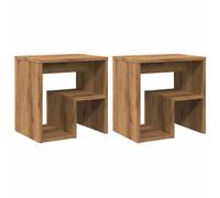 (artisan oak, 2 pcs) vidaXL Bed Cabinet Nightstand Side Table Storage Bed Table Engineered Wood