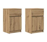 (artisan oak, 2 pcs) vidaXL Bedside Cabinet Grey Sonoma 39x35x65 cm Engineered Wood bedside table