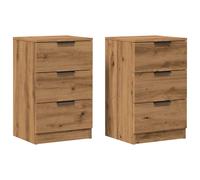 vidaXL Bedside Cabinets 2pcs - Artisan Oak Nightstands with Drawers - Engineered Wood 40x36x65cm - Bedroom/Living Room Furniture