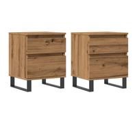 (artisan oak, 2 pcs) vidaXL Bedside Cabinets Nightstand Bed Table 2 pcs Engineered Wood