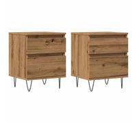 (artisan oak, 2 pcs) vidaXL Bedside Cabinets Nightstand Bed Table 2 pcs Old Wood Engineered Wood