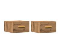 (artisan oak, 2 pcs) vidaXL Wall-mounted Bedside Cabinet Bedroom Floating Cabinet Bedside Unit
