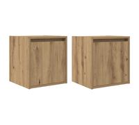 (artisan oak, 2 pcs) vidaXL Wall-Mounted Bedside Cabinets 2 pcs Concrete Grey 38x34x40 cm