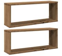 (artisan oak, 2 pcs) vidaXL Wall Shelves Floating Rack Display Shelf Bookshelf Engineered Wood
