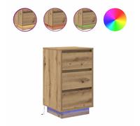 (artisan oak, 38 x 34 x 65 cm/ 1 pcs) vidaXL Bedside Cabinets with LED Lights 2 pcs Black 38x34x50 cm bedside table