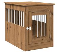 vidaXL Dog Crate Furniture Artisan Oak - Multi-Functional Cage & End Table - Engineered Wood, Steel - Suitable for Living Room - 55x80x68 cm - Ideal for Dogs Up to 70 cm