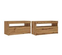 (artisan oak, 75 x 35 x 40 cm/ 2 pcs) vidaXL TV Cabinet with LED Lights Sideboard TV Stand TV Unit Hifi Cabinet