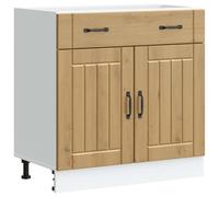 (artisan oak, 80 x 46 x 81.5 cm) vidaXL Kitchen Base Cabinet Lucca High Gloss White Engineered Wood