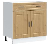 (artisan oak, 80 x 46 x 81.5 cm) vidaXL Kitchen Base Cabinet Porto Black Engineered Wood sink base cabinet