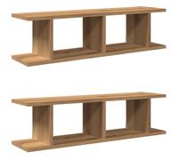 (artisan oak, 90 x 18 x 20 cm) vidaXL 2x Wall Shelf Wall-Mounted Shelf Hanging Floating Shelf Engineered Wood