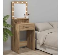 Artisan Oak Dressing Table with LED Lighting, 50 x 41 x 135 cm, Wood Material, 2 Drawers Storage Space, Makeup Table with Mirror and Shelf, Organiser for Bedroom and Bathroom