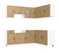 (artisan oak) vidaXL 11 Piece Kitchen Cabinet Set Kalmar White Engineered Wood
