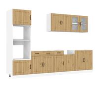 (artisan oak) vidaXL 7 Piece Kitchen Cabinet Set Kalmar Black Engineered Wood