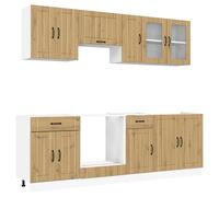 (artisan oak) vidaXL 8 Piece Kitchen Cabinet Set Kalmar White Engineered Wood
