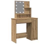 (artisan oak) vidaXL Dressing Table with LED Vanity Table Makeup Vanity Desk Cosmetic Table