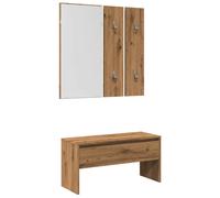 (artisan oak) vidaXL Hallway Furniture Set Living Room Bench and Coat Rack Engineered Wood