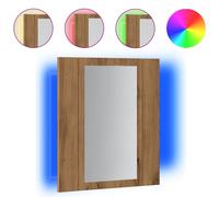 (artisan oak) vidaXL LED Bathroom Mirror Cabinet Washroom Mirror Furniture Storage Cabinet