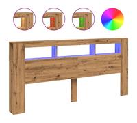 vidaXL LED Headboard Artisan Oak 220x18.5x103.5 cm Engineered Wood