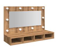 (artisan oak) vidaXL Mirror Cabinet with LED Washroom Storage Cabinet Bathroom Vanity Unit
