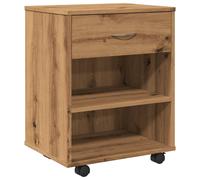 (artisan oak) vidaXL Rolling Cabinet Office Side Table Hall Drawer Cabinet Engineered Wood