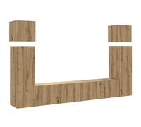vidaXL 8 Piece TV Cabinet Set Wall-mounted Artisan Oak Engineered Wood - Brown, Brown