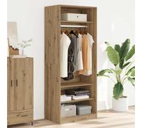 Artisan Oak Wardrobe 80 x 50 x 200 cm Compact with Clothes Rail and Storage Space for Bedroom, Hallway, Dressing Room, Modern Organiser System, Drawers, Shelves