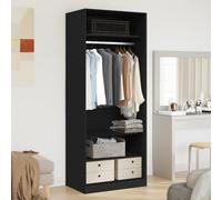 Artisan Oak Wardrobe Made of Wood 80 x 50 x 200 cm with Storage Space, 4 Board Shelves, Modern Sliding Door Wardrobe for Bedroom, Wardrobe and Dressing Room
