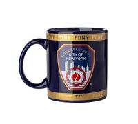 Artisan Owl FDNY Fire Department New York Jumbo Ceramic Mug - 12 oz Navy Coffee Cup - Microwave & Dishwasher Safe, 4 x 4 x 4.25 Inches