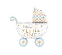 Artisan Owl Hello Little One Pastel Baby Carriage 32" Foil Party Balloon