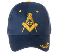 Artisan Owl Masonic Square and Compass Hat - 100% Acrylic Embroidered Cap, Navy Blue, One size