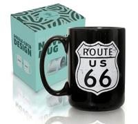 Artisan Owl Route 66 Iconic American Highway - 15oz Large Ceramic Tea & Coffee Cup Perfect Retro Road Trip Souvenir Gift