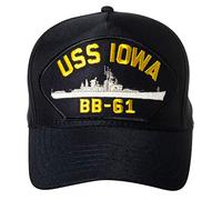 Artisan Owl United States Navy USS Iowa BB-61 Battleship Emblem Patch Hat Navy Blue Baseball Cap