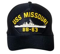 Artisan Owl United States Navy USS Missouri BB-63 Battleship Emblem Patch Hat Navy Blue Baseball Cap