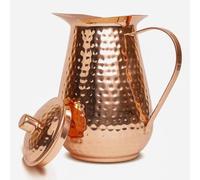 Artisan’s Anvil Copper Pitcher w/Copper Handle and Lid, Pure 100% Hammered Vessel, Heavy Duty Copper Jug, Handmade, 70 fl. Oz, Best for Water, Ayurveda, Moscow Mule, Cocktails