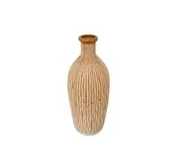 Artisan-Style Ceramic Vase - 35cm Tall, Earthy Sand Finish with Hand-Etched Lines - Modern Boho Decorative Vase for Home, Shelf, Tabletop & Living Room Decor
