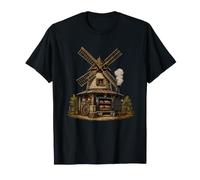 Artisan Windmill Bakery Bread Village Scene T-Shirt