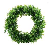 Artisanal 40cm Artificial Boxwood Wreath, Vibrant Green Plastic Decor With Realistic Appearance And Non-Toxic Safety, Ideal For IndoorOutdoor Spaces
