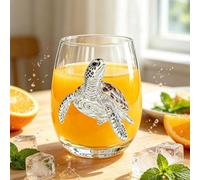 Artisanal Blue Ringed Octopus Glassware, 2D Artisanal Stemless Glassware | 420ml,Clear Drinking Mugs Glass Novelty, Home Decor Present For Marine Animal Lovers, For Ice Water Juice Milk Coffee
