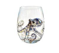 Artisanal Blue Ringed Octopus Glassware, 2D Design