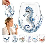 Artisanal Blue Ringed Octopus Glassware,3D Octopuses Stemless Wine Glasses,Handcrafted Marine Animal Bar Glass,Ocean Animals Borosilicate Tumbler,Coastal Home Decor Gift for Ocean Lovers