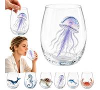 Artisanal Blue Ringed Octopus Glassware,3D Octopuses Stemless Wine Glasses,Handcrafted Marine Animal Bar Glass,Ocean Animals Borosilicate Tumbler,Coastal Home Decor Gift for Ocean Lovers