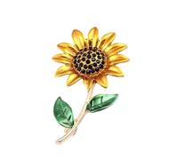 Artisanal Crafted Sunflowers Brooch Detailed Petals Alloy Fashion Accessory For Hats Bags And Outfits Golden Sunflower Boutique Pin