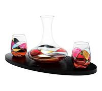 Artisanal Hand-Painted Decanter & Stemless Wine Glasses Set - Mother’s Day, Wife, Mom, or Friends - Romantic Stained Glass Windows, 2-Piece Set - Birthday or Housewarming Gift Idea